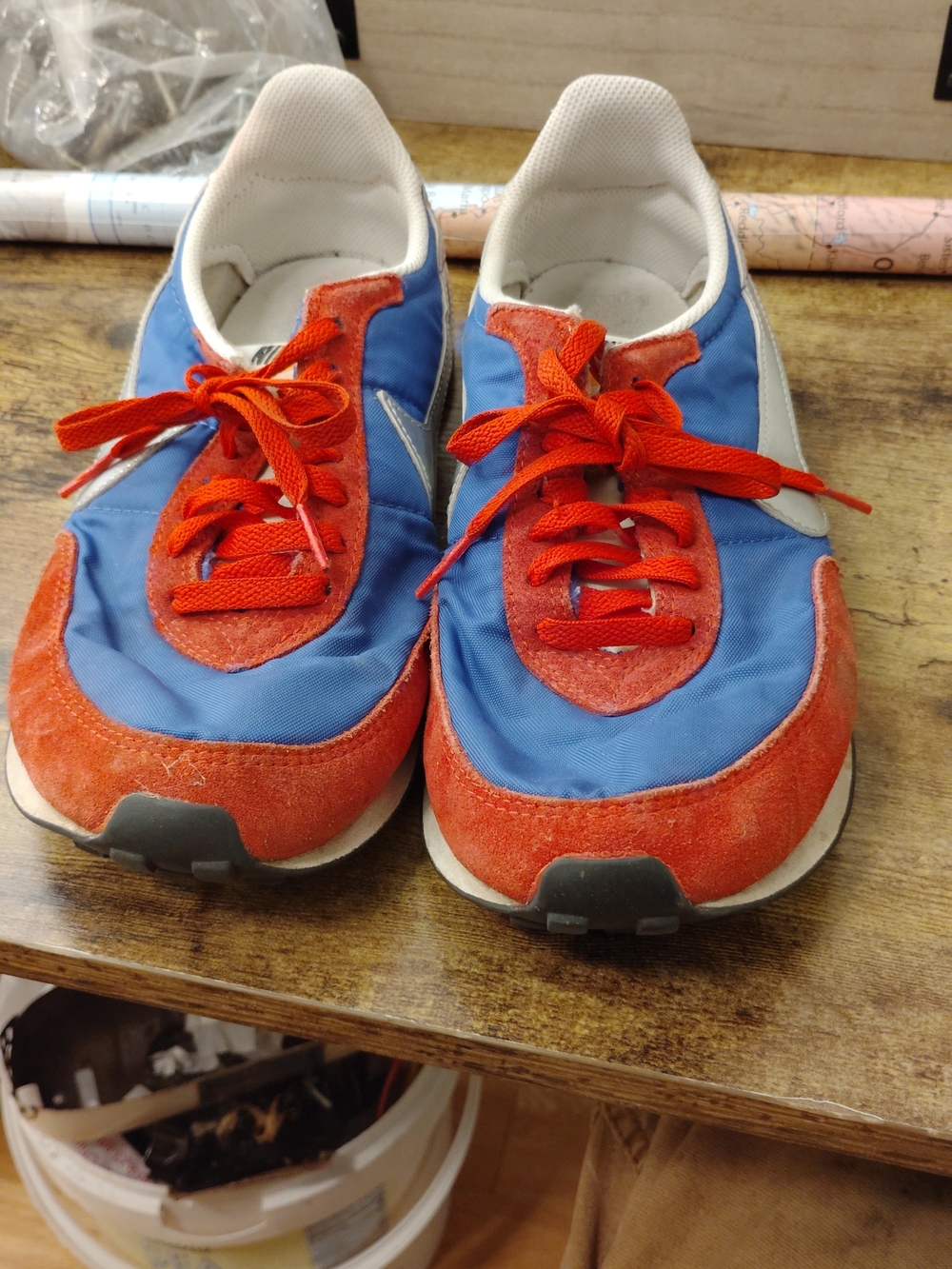 Nike Blue and Orange Retro-Style Running Sneakers